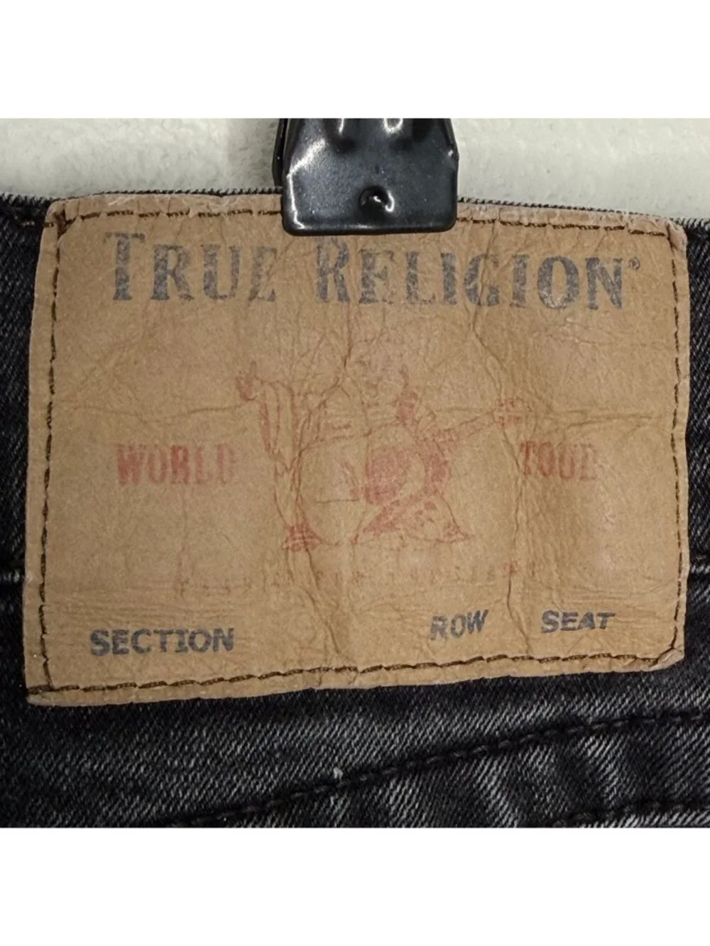 True Religion Black Rocco Back Flap Jeans, 32